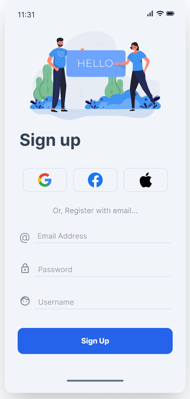 Sign Up Card